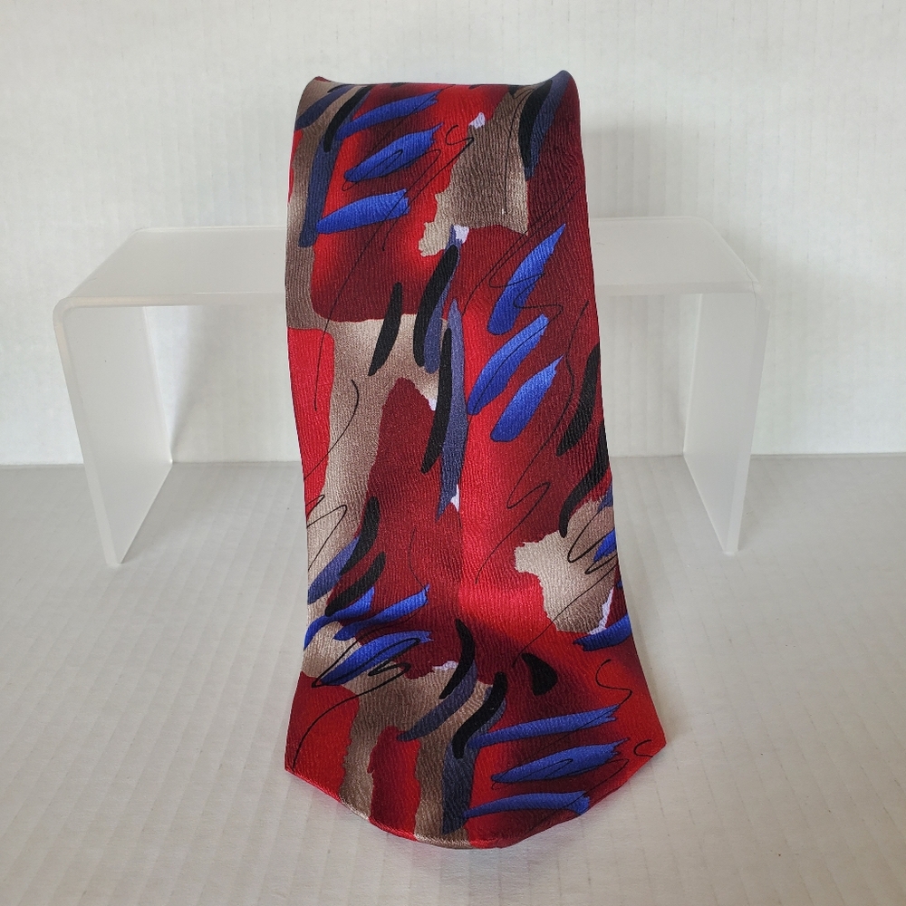 Jerry Garcia 100% Silk Men's Necktie Red Blue Abstract Art Tie